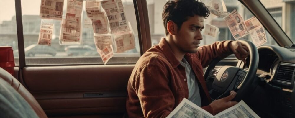 Middle-class lifestyle symbolized by car and air conditioner causing financial trap