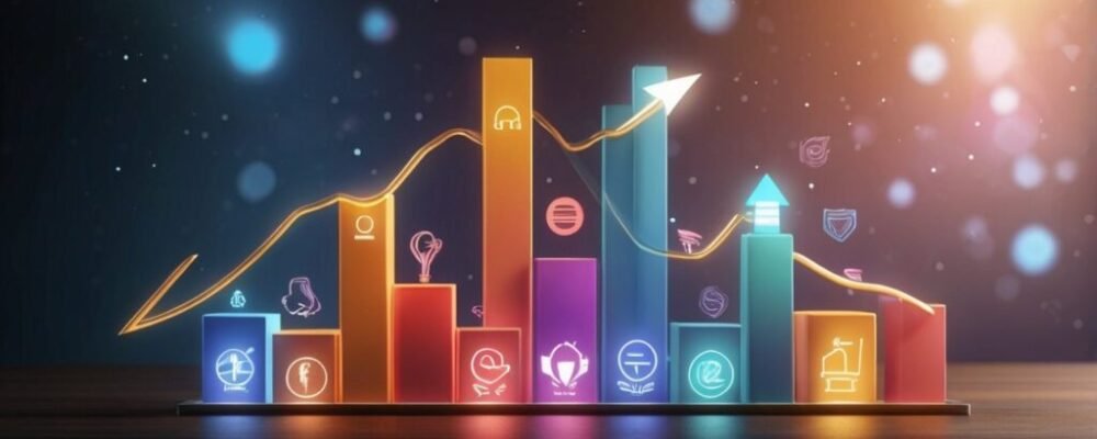 Marketing Concept benefits illustrated with growth chart